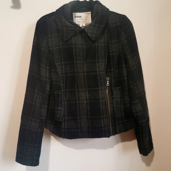 Ever Gray and Black Cropped Wool Coat Size M - Picture 3 of 7